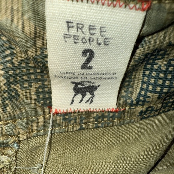 Free People Women's Olive Green Shirts Adjustable Belt Size 2 Silk Linen 4" - Picture 5 of 8